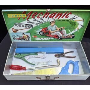 Vintage ATF American Teach N Fun Toys Jr Junior Mechanic Kit Metal Box Excellent